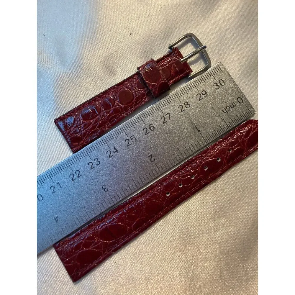 Red Leather Watch Band Strap – Genuine Leather – Pre-Owned (CCC124)